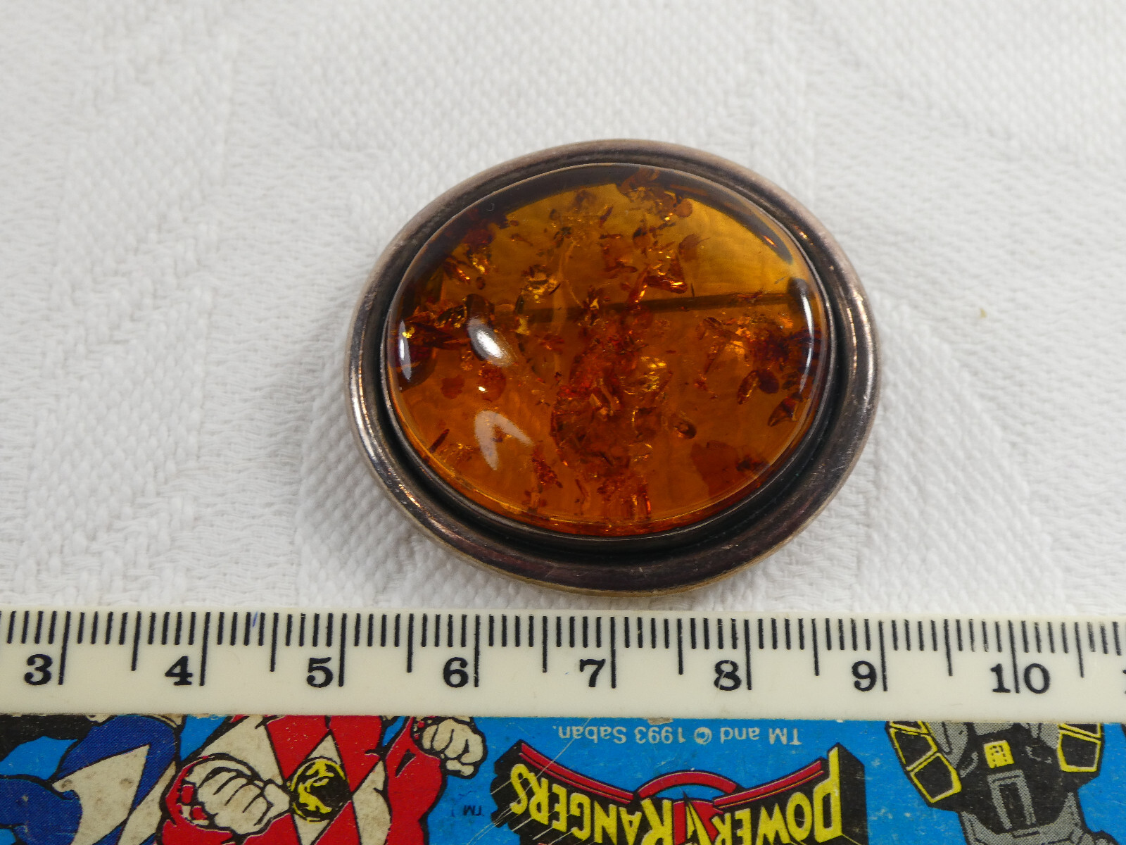 Large Vintage 925 Sterling Silver Baltic Amber Brooch 4cms Statement Brooch