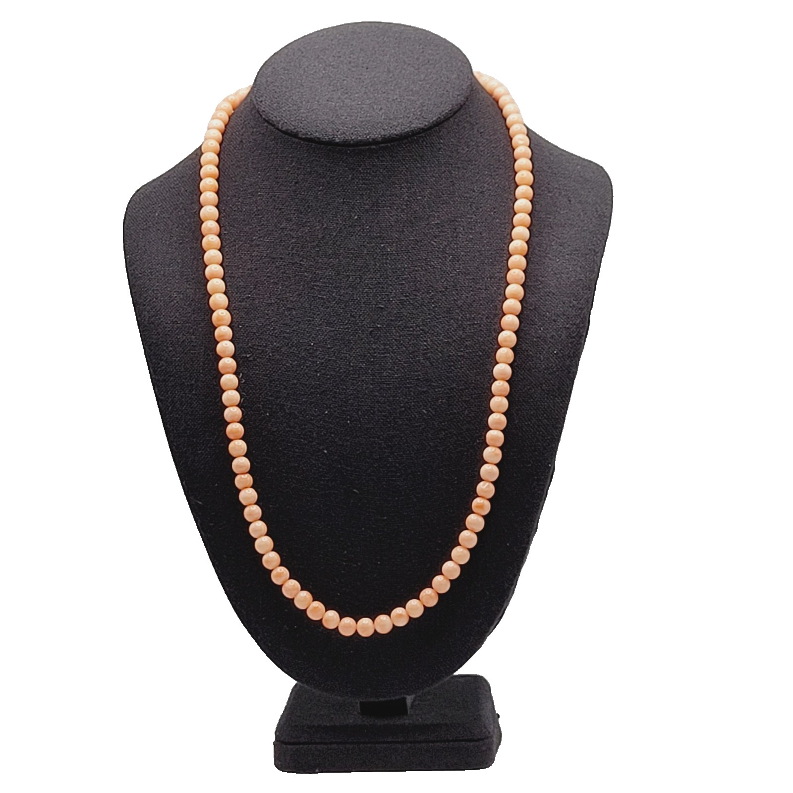 Genuine Pink Peach Blush Coral Bead 6mm Necklace Alloy Clasp Tested 25 inch