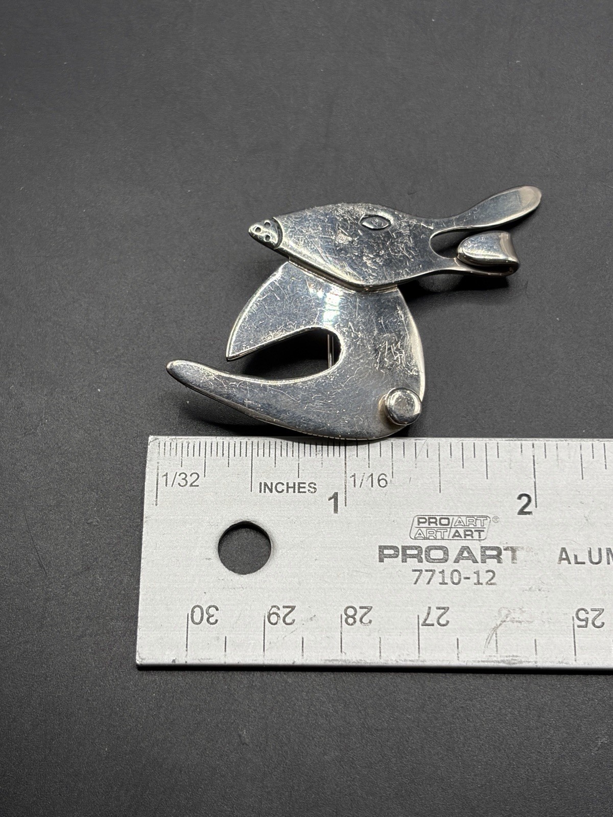 Vintage Mexico Bunny Rabbit Pendant Brooch Sterling Silver 925 Taxco Animal 14g