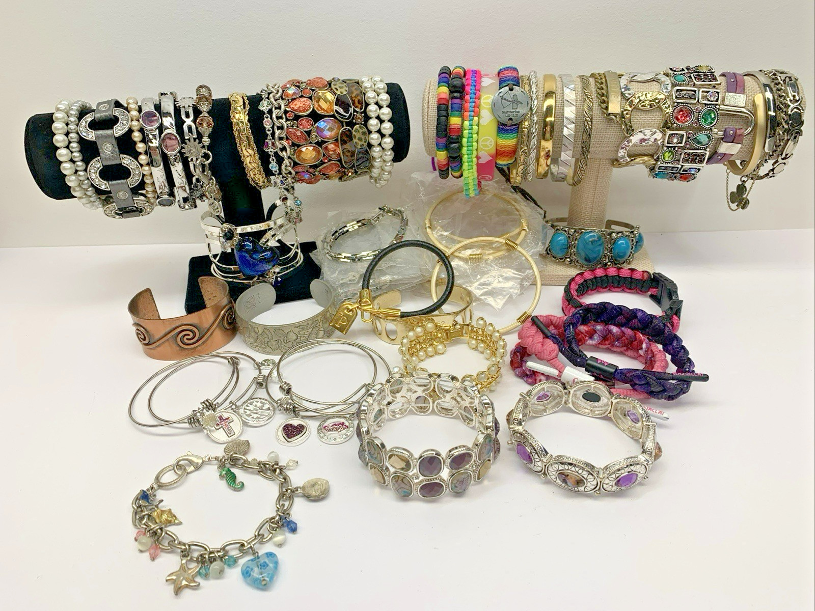 Lot of 70 Bracelets Vintage To Modern Variety of Color Styles Costume Jewelry