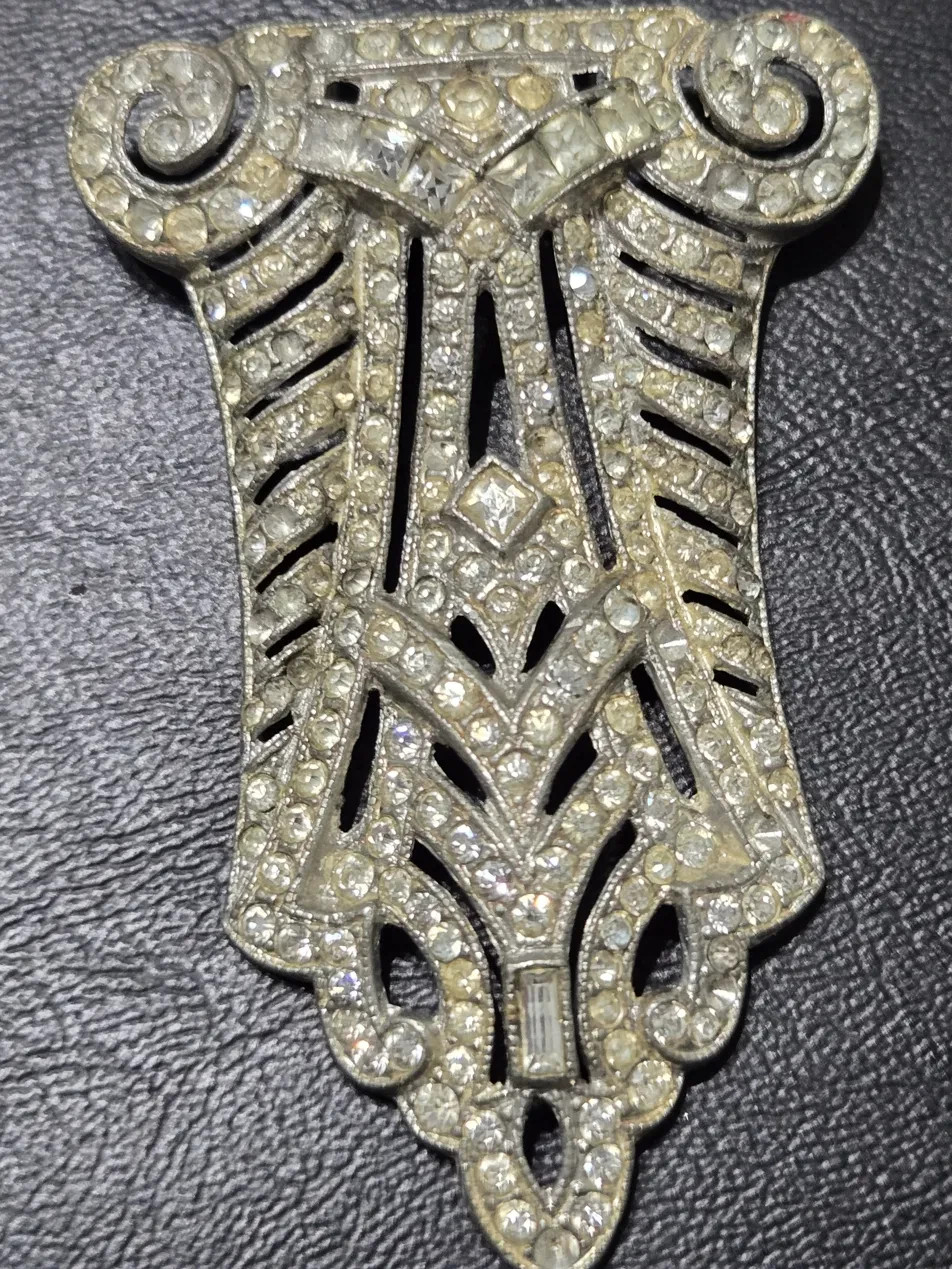 Vintage Art Deco Rhinestone Dress Clip Pendant Convertible Pavé 1920s