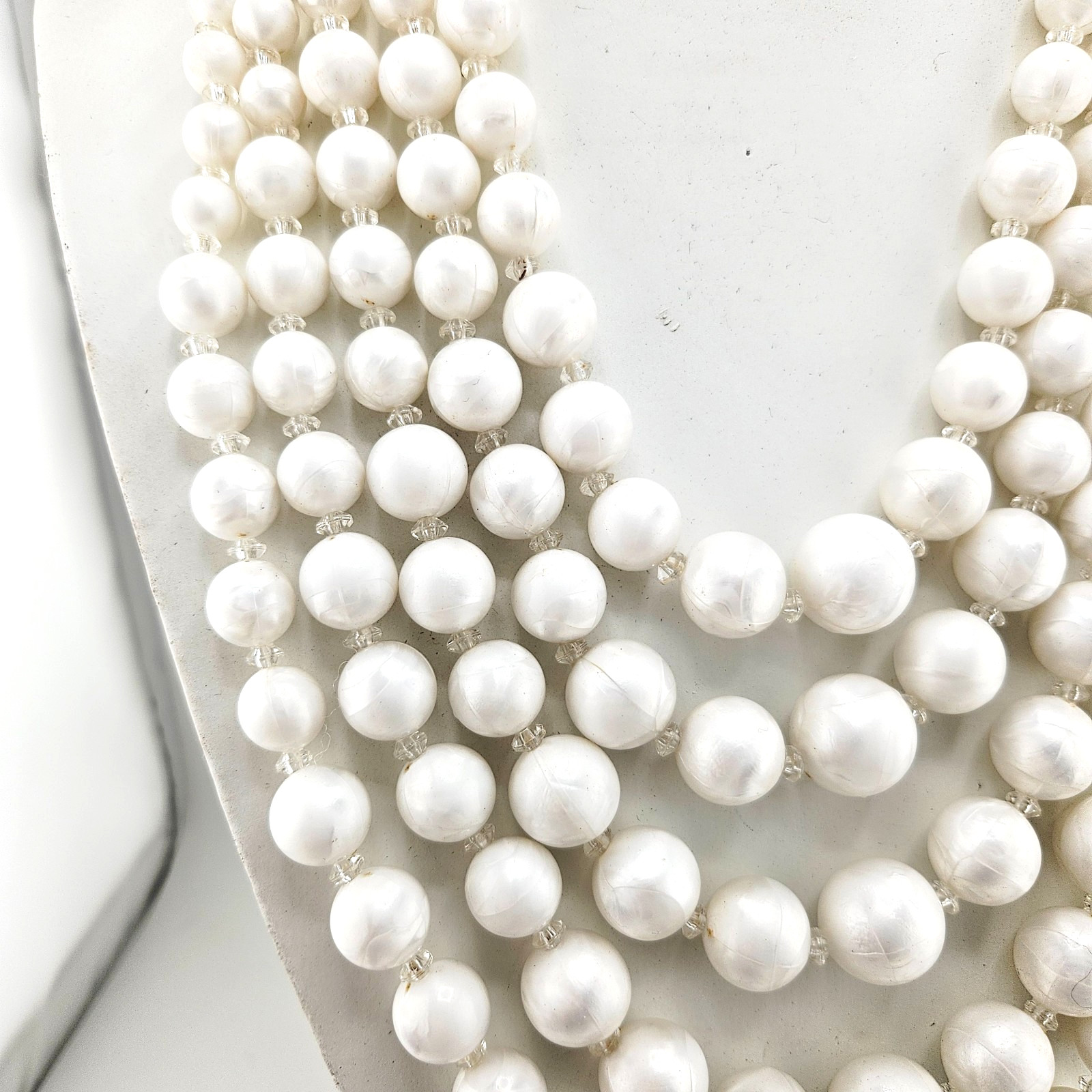 Vintage 5-Strand Faux Pearl Necklace Multi-Layer Baroque Statement Choker MCM