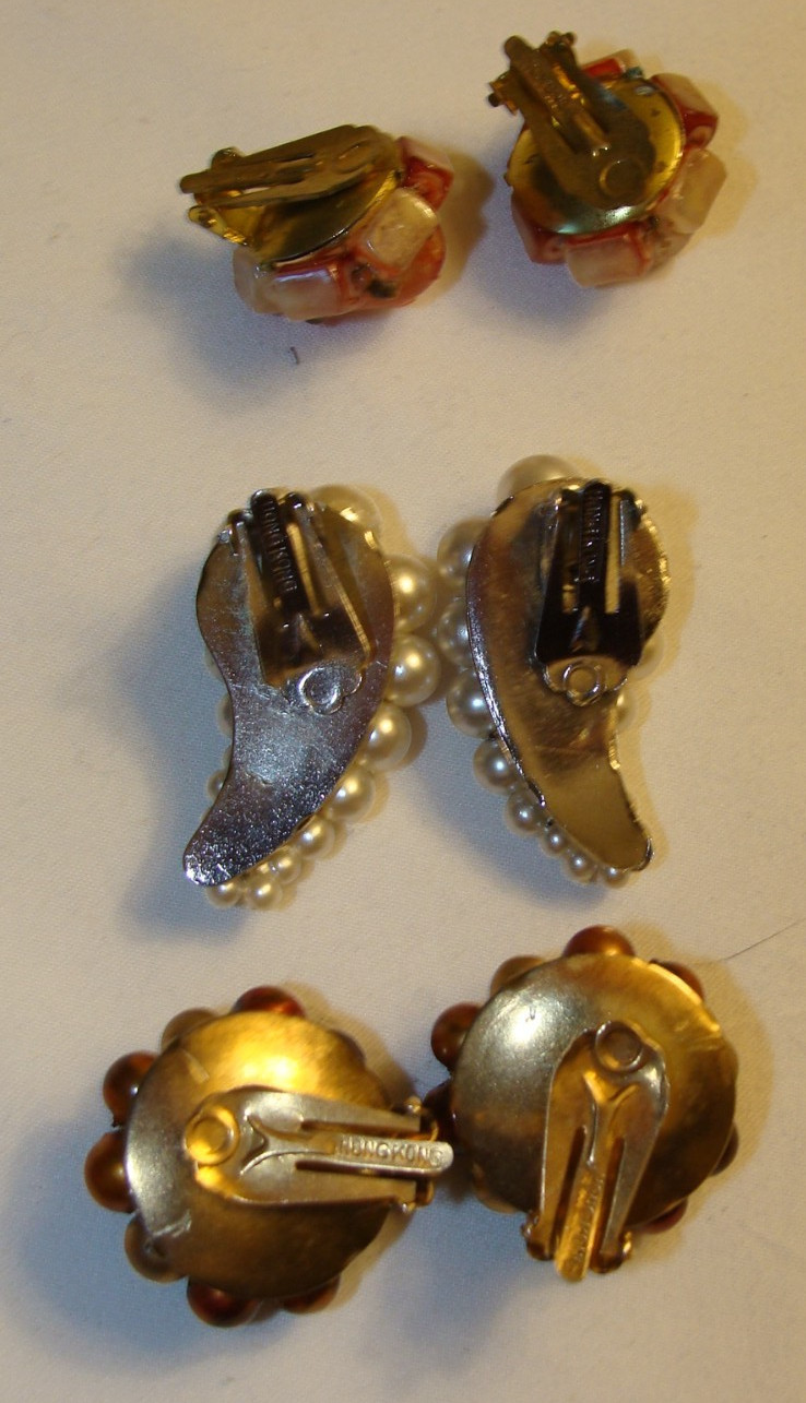 10 Pairs Vintage Earrings Austria W. Germany Czech Japan Hong Kong