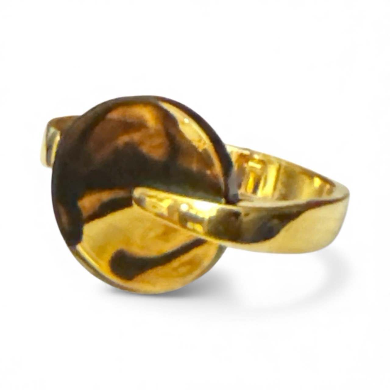Kunio Matsumoto for Trifari Clamper Bracelet Gold Tone Faux Tortoise ~6/12 in