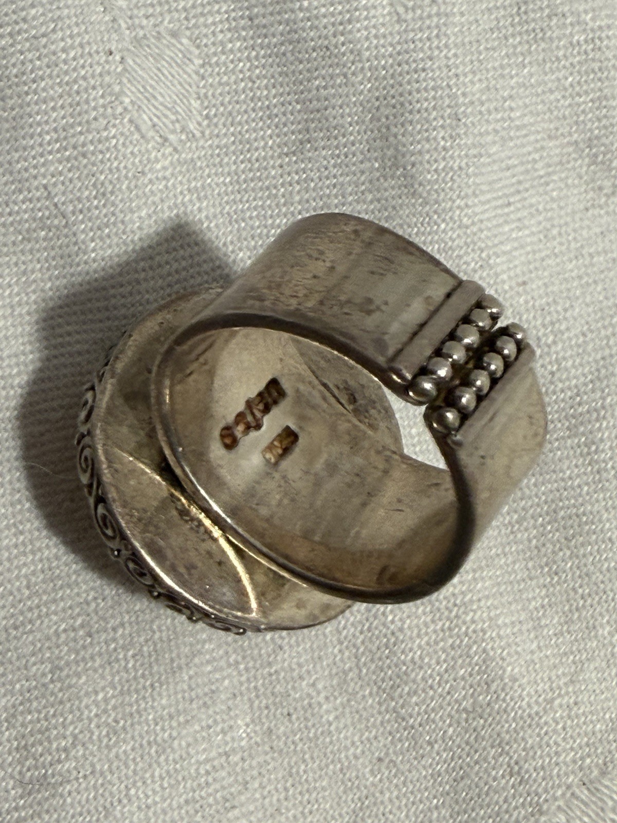 Retired Sajen Amber Agate turtle Carved 8.5 Size Silver 925 Ring