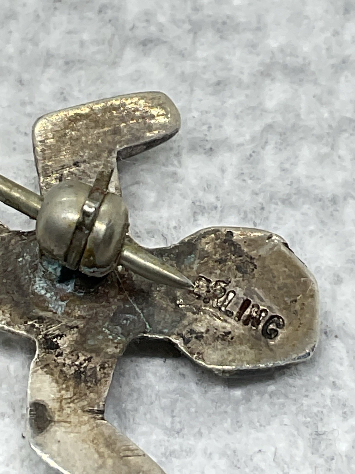 A Vintage Sterling Silver Ye Brooch With Turquoise. In Excellent Condition.