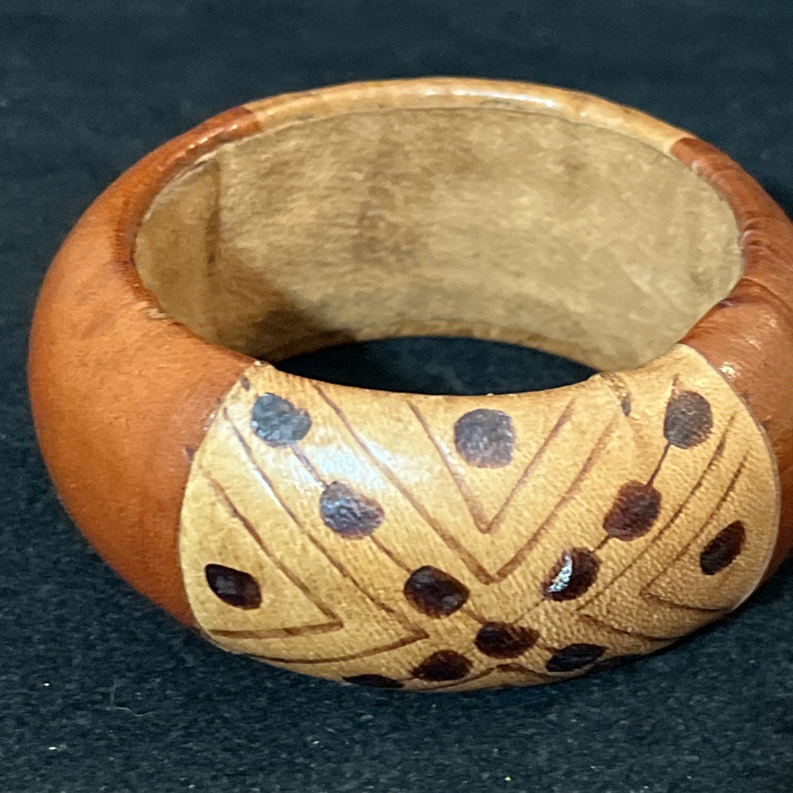 Vintage Tribal African Leather Bangle Bracelet Boho Jewelry