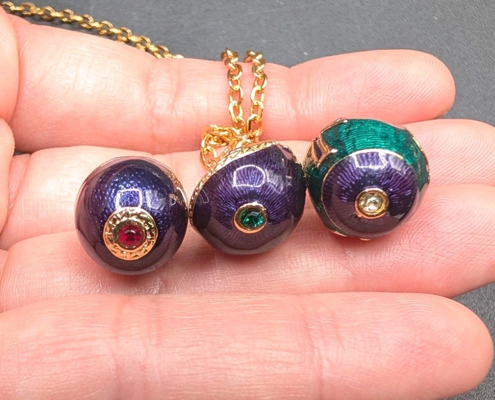 Vtg Edgar Berebi Limited Edition Egyptian Revival Eggs Boat Of Symbols Necklace