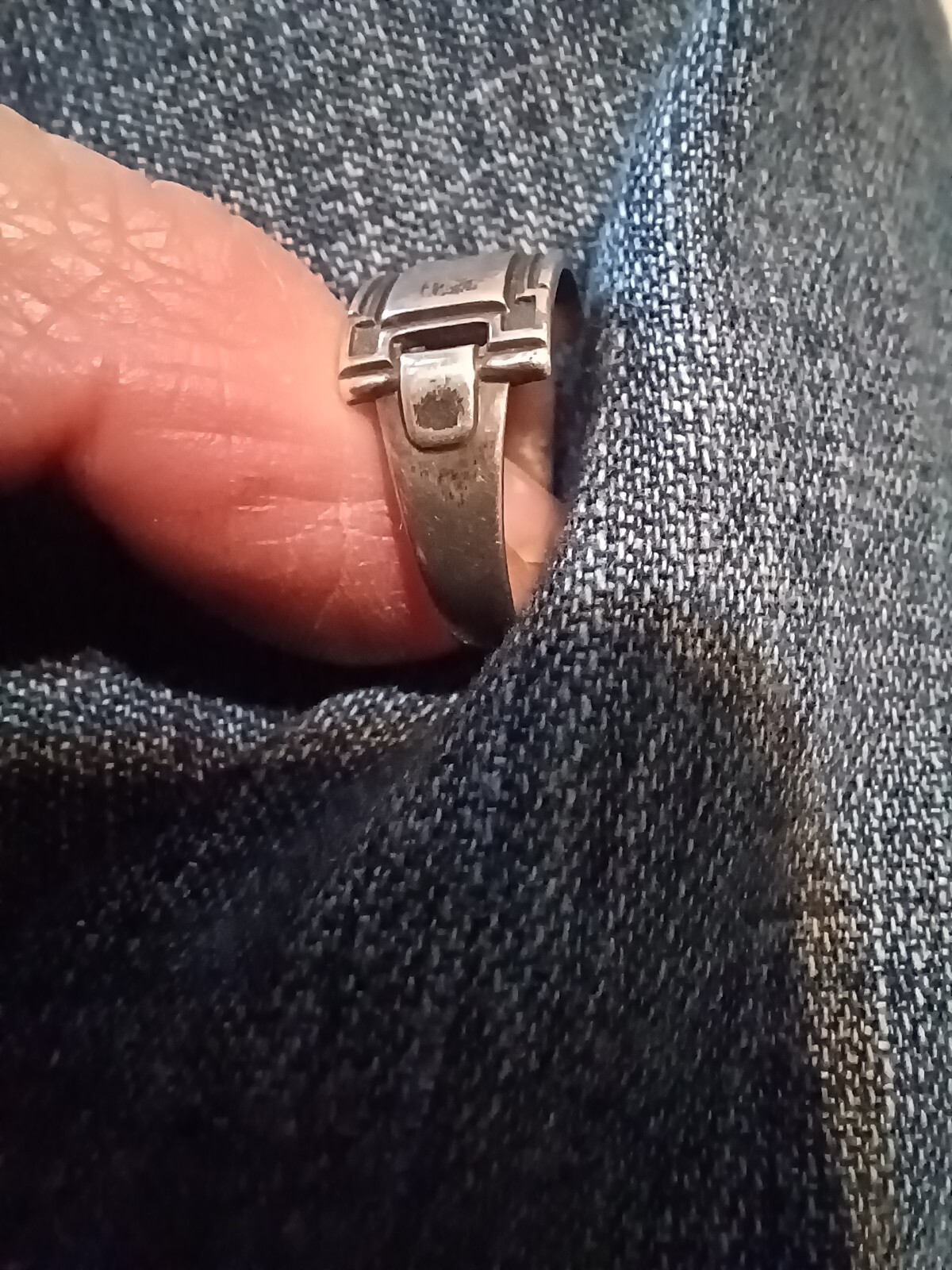 RARE VINTAGE EDWARDIAN FRIENDSHIP MONOGRAM SIGNET PANEL STERLING LADIES RING
