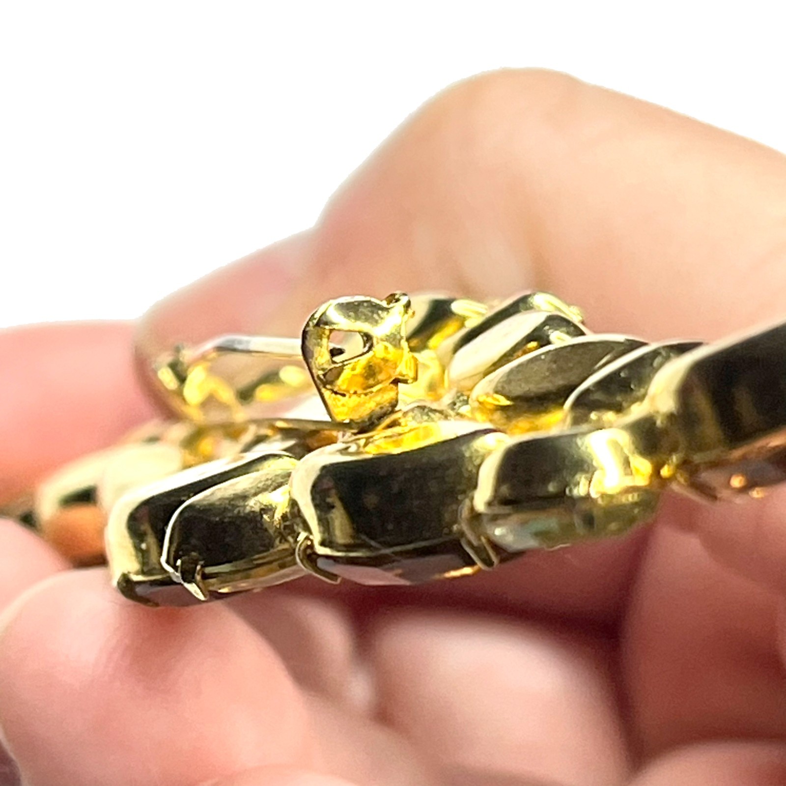 Large VTG Juliana? Leaf Flame Swoosh Brown Yellow Navette Rhinestone Pin Brooch