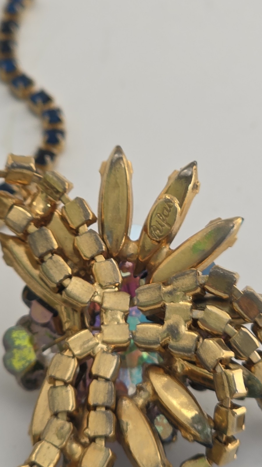 Frank Rifas Signed AB Rhinestone Bib Necklace & Earrings Set Vintage Glam 💎✨🖋️