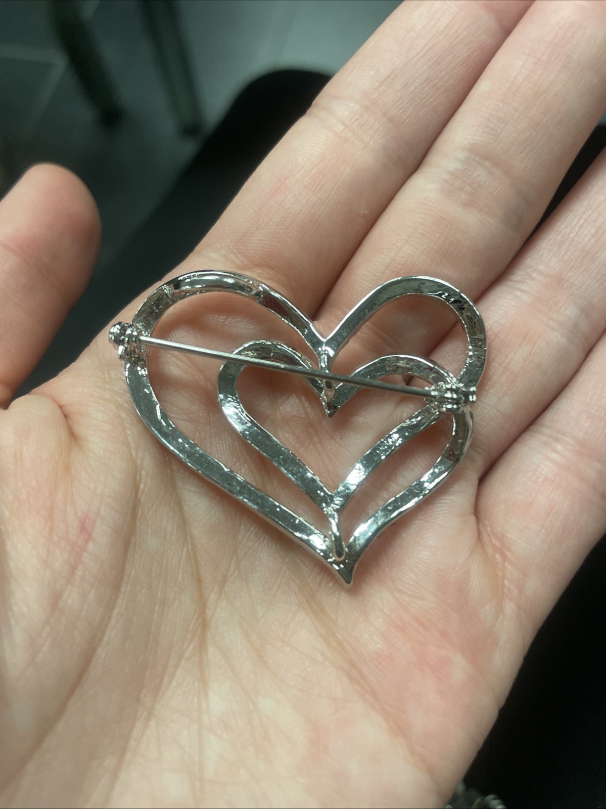 Double Heart Pin (missing two stones)