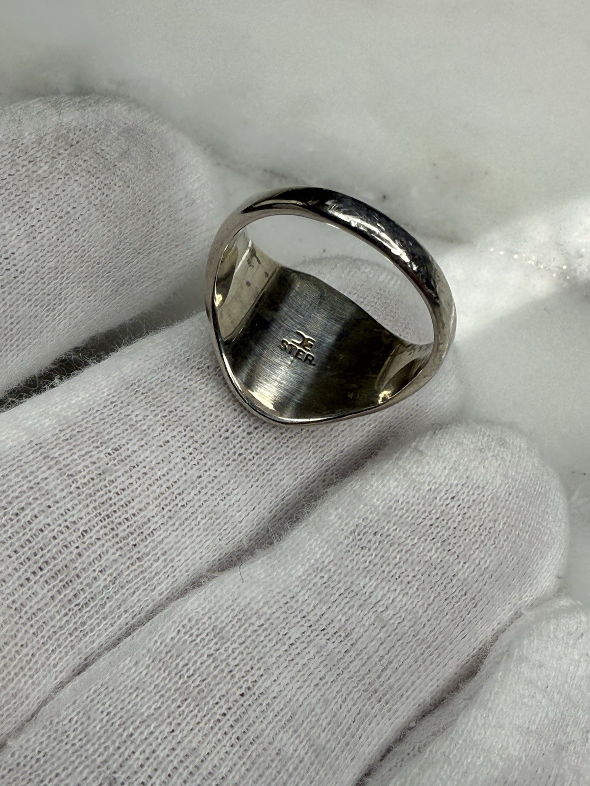 925 Sterling Silver Vintage Engraved Monogram Signet Ring Size 7