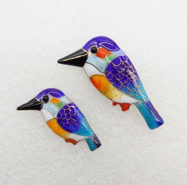 Kingfisher – Japanese cloisonné enamel Pin Badge Brooch Made-to-order NEW