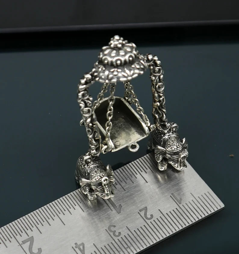 925 sterling silver Lord Krishna with swing statue figurine puja articleart39
