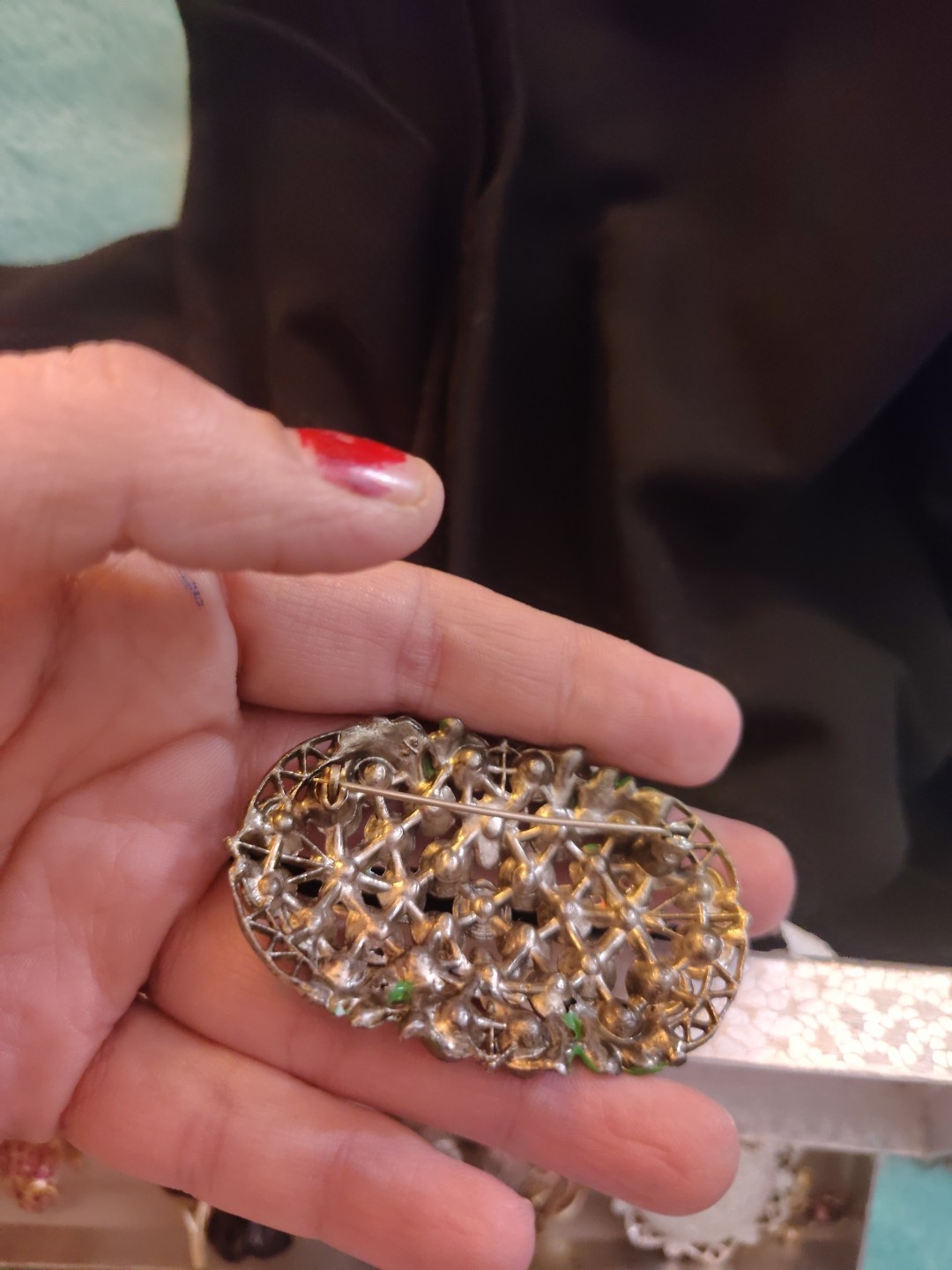 L/N Little Nemo Vintage Signed Multicolored Rhinestone Brooch