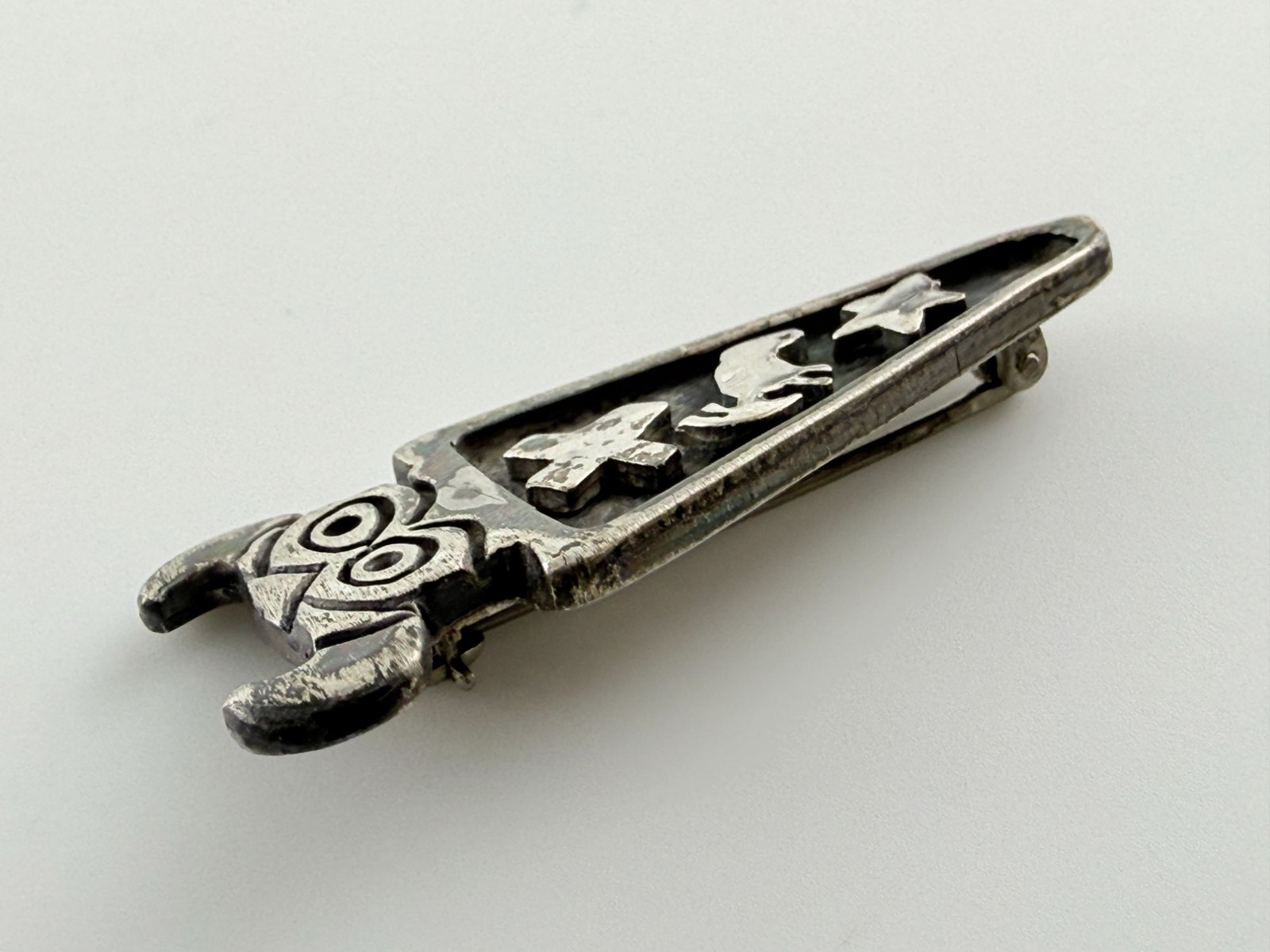 Vintage Signed Creature Kritters Sterling Silver Totem Design Pin Brooch 4.7g