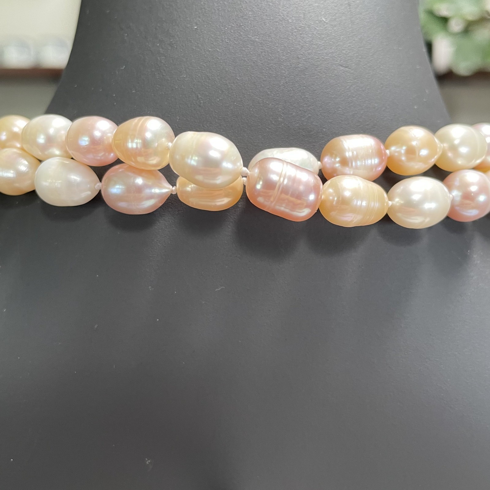 Vintage Baroque 8mm Multigradient Pink & Shape French Fresh Water Pearl Necklace