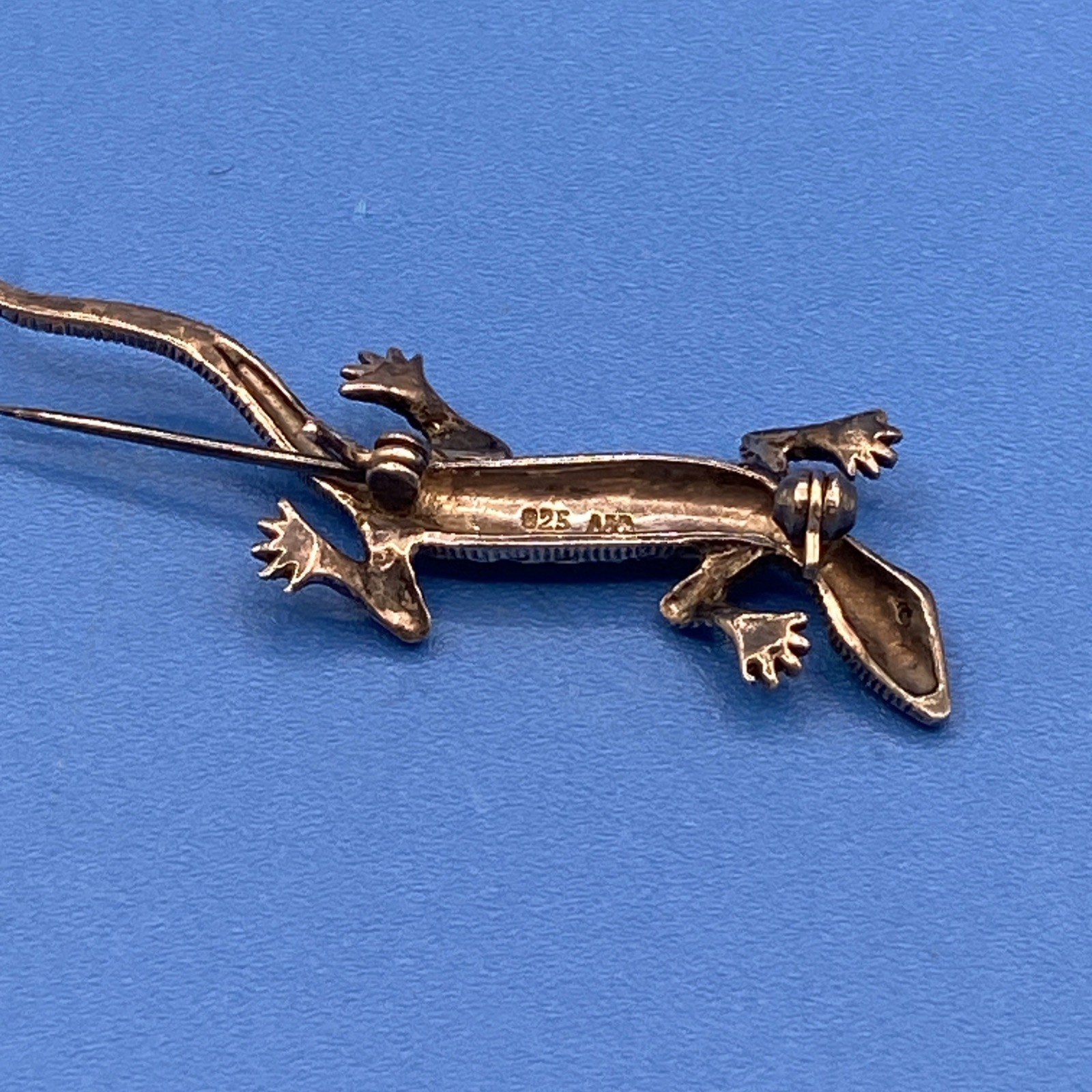 Lizard/Salamander vintage PIN Brooch Sterling Silver Marcasites signed 2.25″