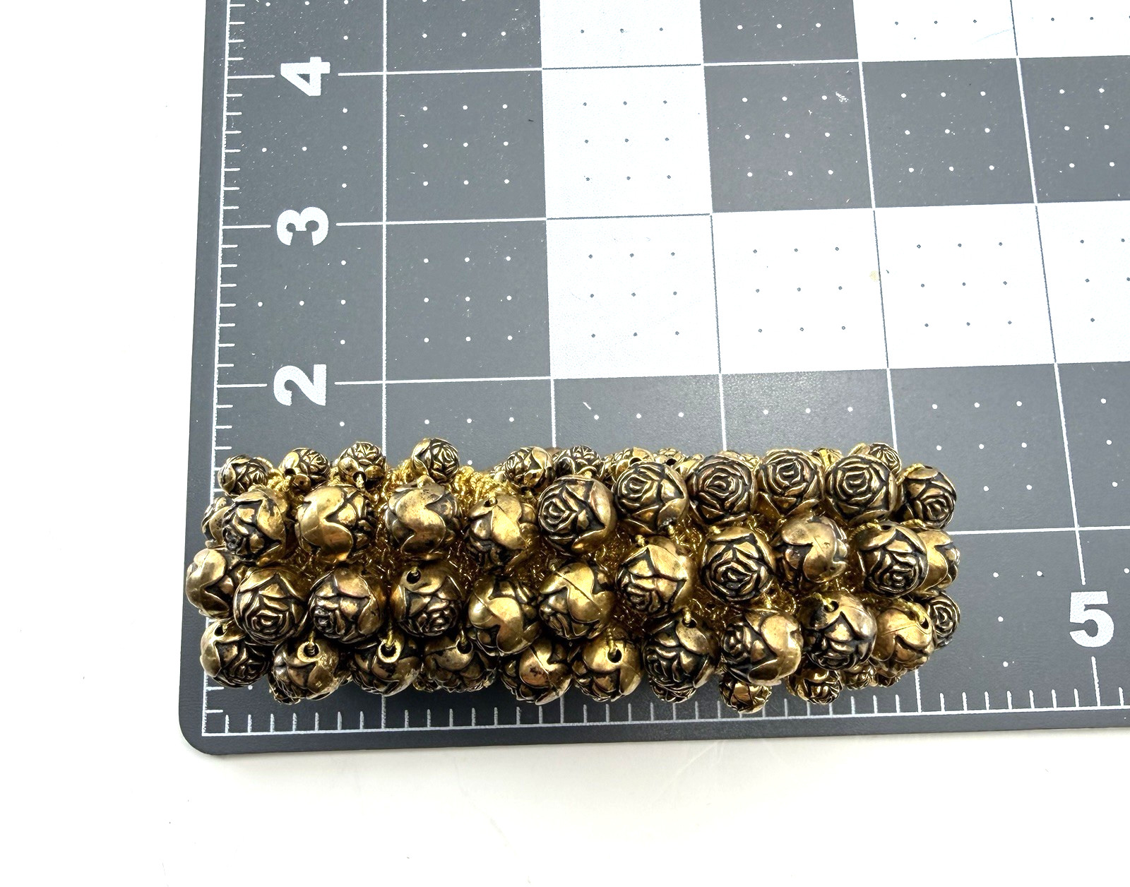 VTG Gold Tone Metal Rosebud Bracelet Stretch Individual 100+ Rosebuds Textured