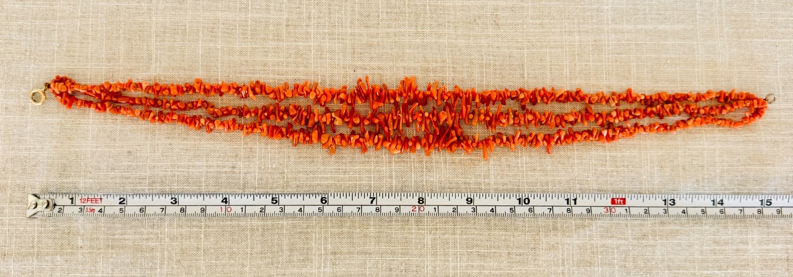 Vintage Natural Branch Coral Multi-Strand Necklace | Salmon Orange | Fringe