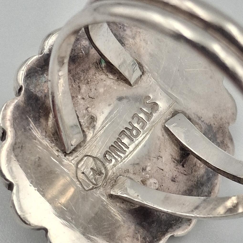 Vintage 925 Sterling Silver Oval Cabochon Rutilated Quartz Cocktail Ring sz 6.5