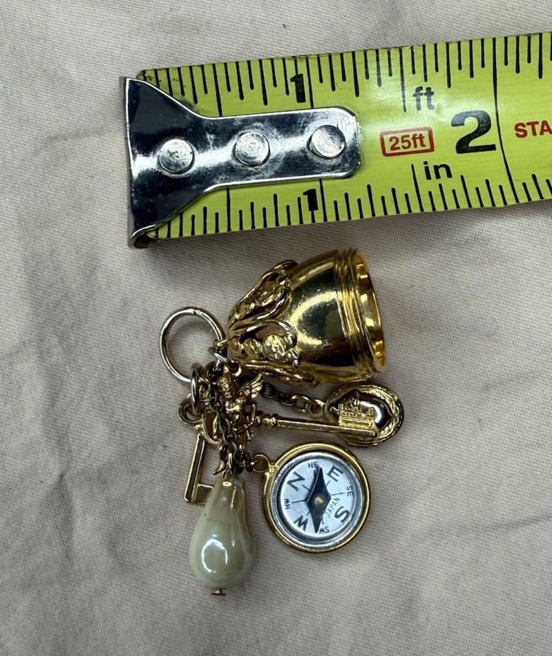 Vintage Multiple Charm Gold Tone Pendant With Some Wear On Gold Tone