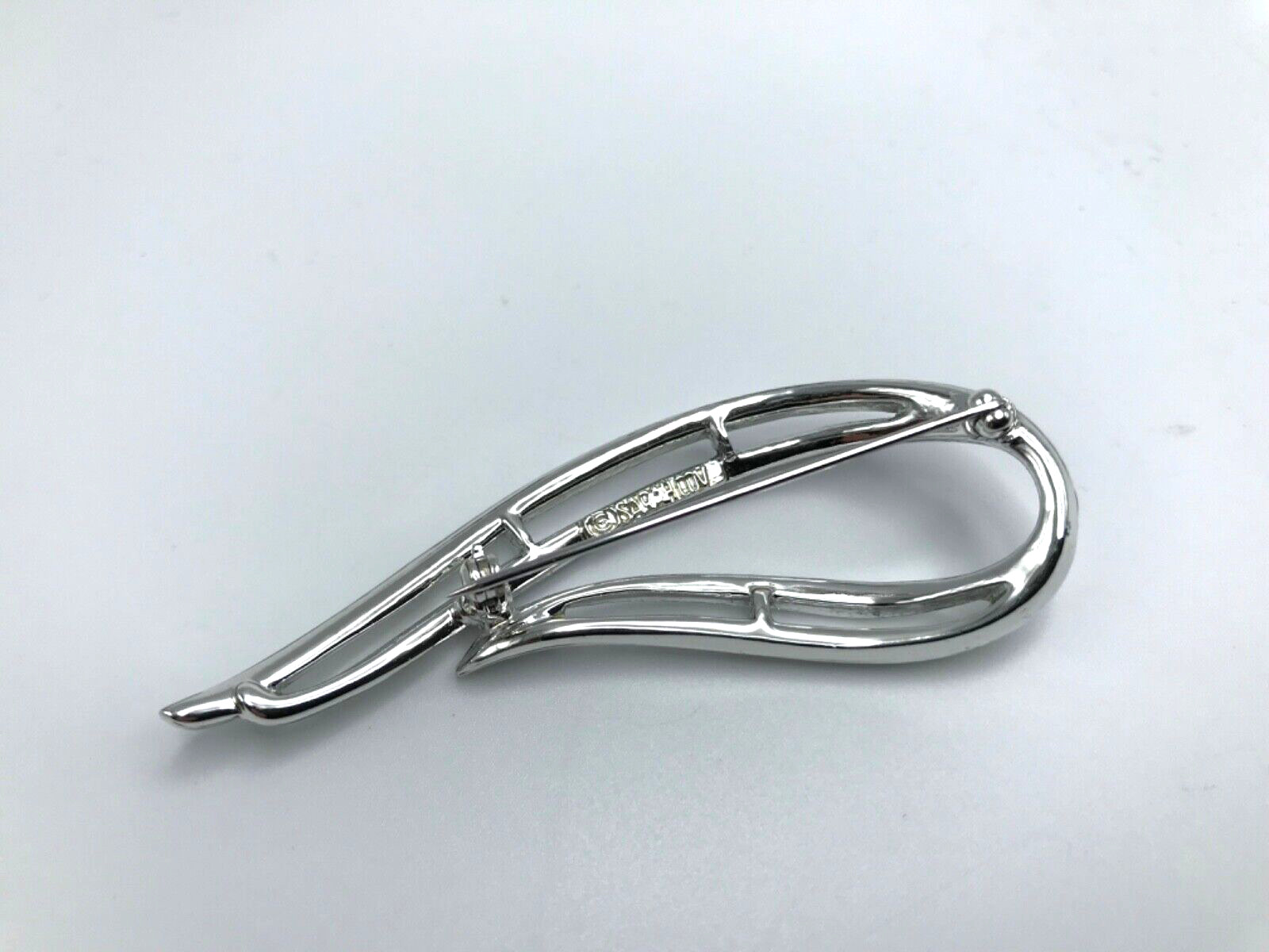 Signed Sarah Coventry Silver Tone Brooch Pin 2.75” x .75”