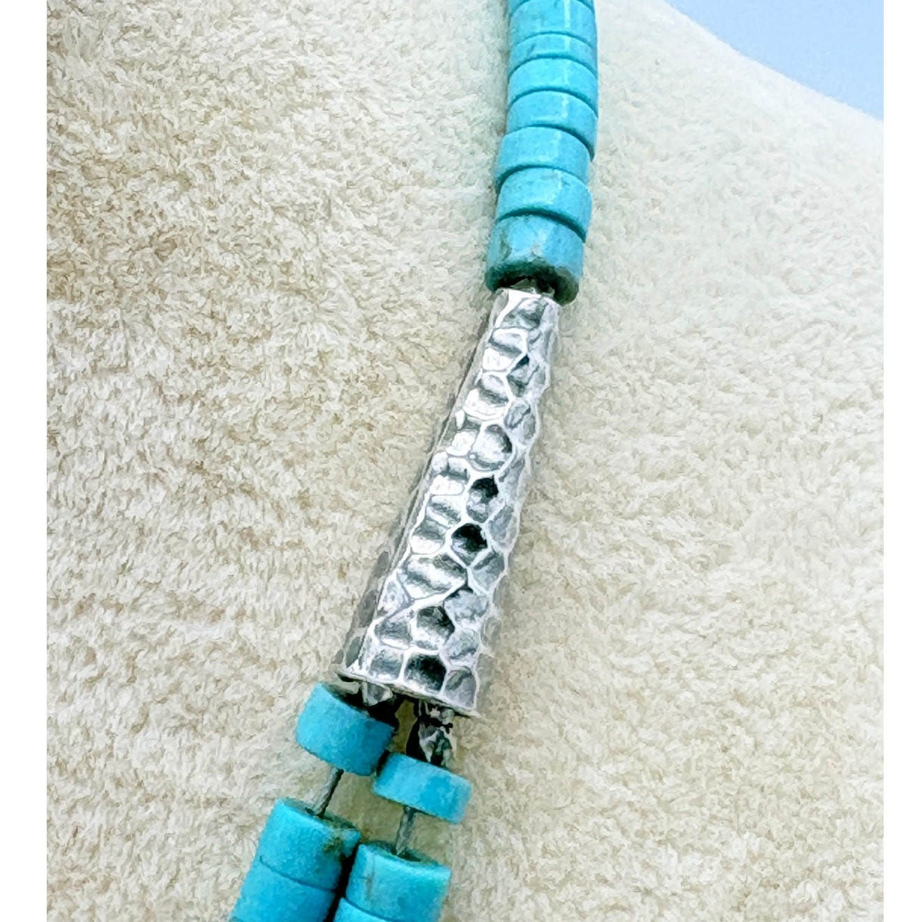 Turquoise & Sponge Coral Necklace, Double Strand, 925 Clasp, 1990s–2000s