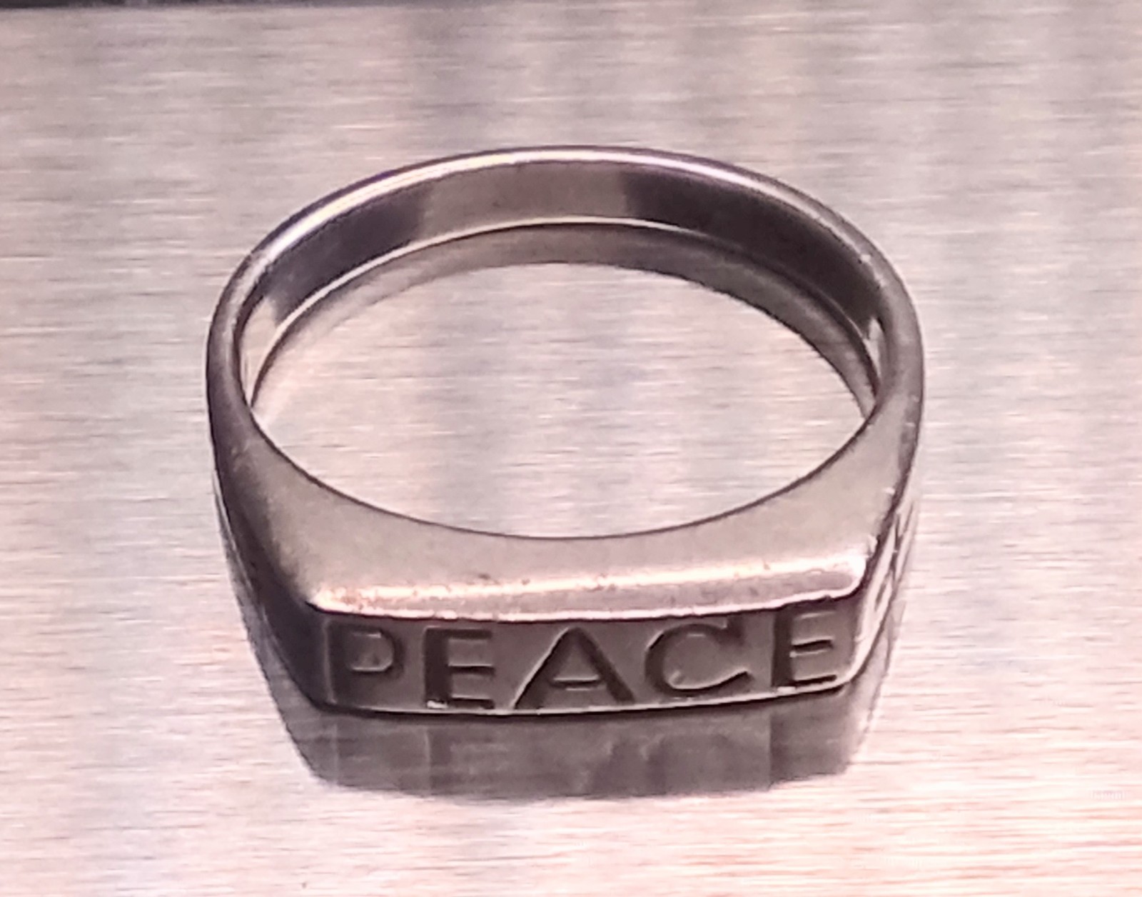 Vintage 925 Sterling Silver Peace Ring Cross Signet Band Sz 7.75 Boho Religious
