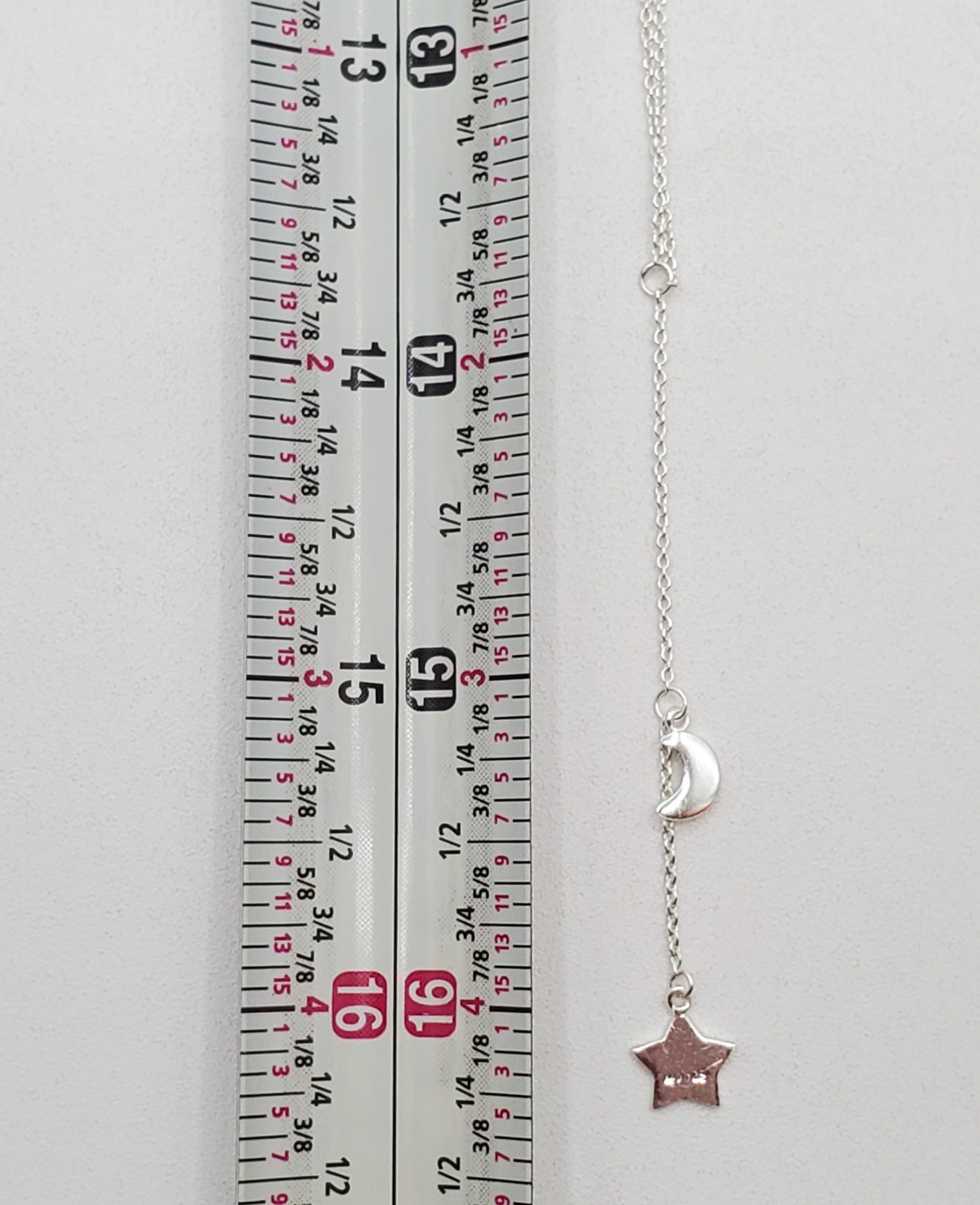 VTG 925 Moon Star Y Drop Necklace Adjustable 28in Sterling Silver 3.2g Celestial