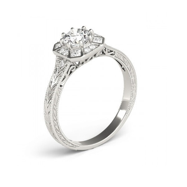 1 Ct White Round Cut Simulated Diamond Retro Art Deco Antique Ring In 925 Silver