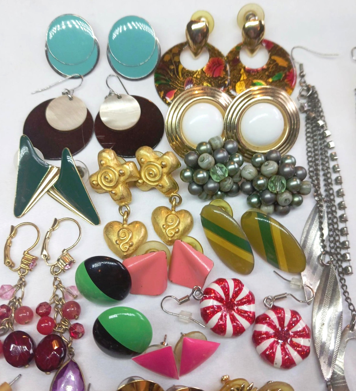Vintage / Now Junk Drawer Earring Lot 1 – 50 Pairs Wearable Mixed Materials
