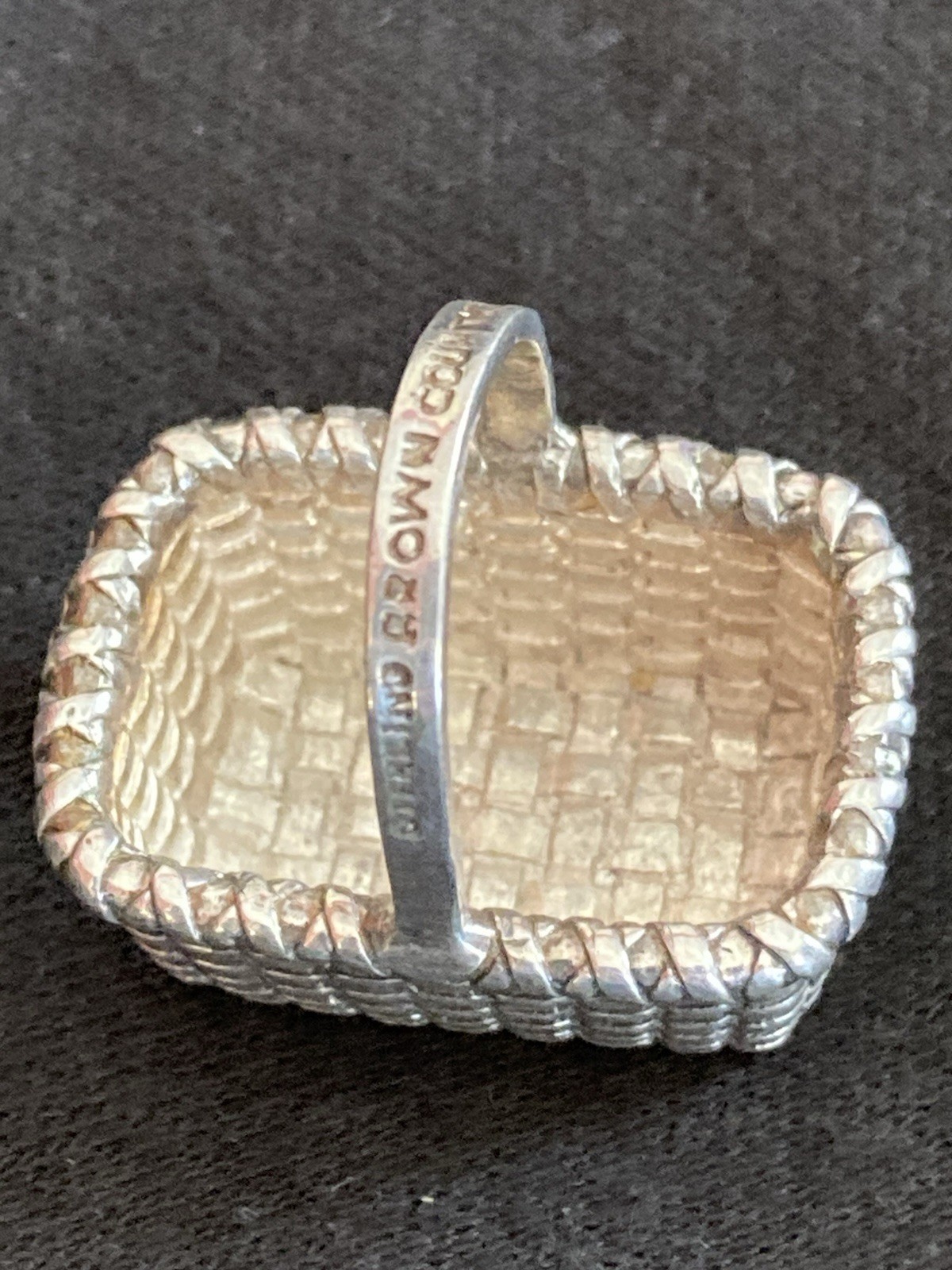 Vtg. FULL NAME HALLMARK BROWN COUNTY BASKET STERLING CHARM NOS RETIRED