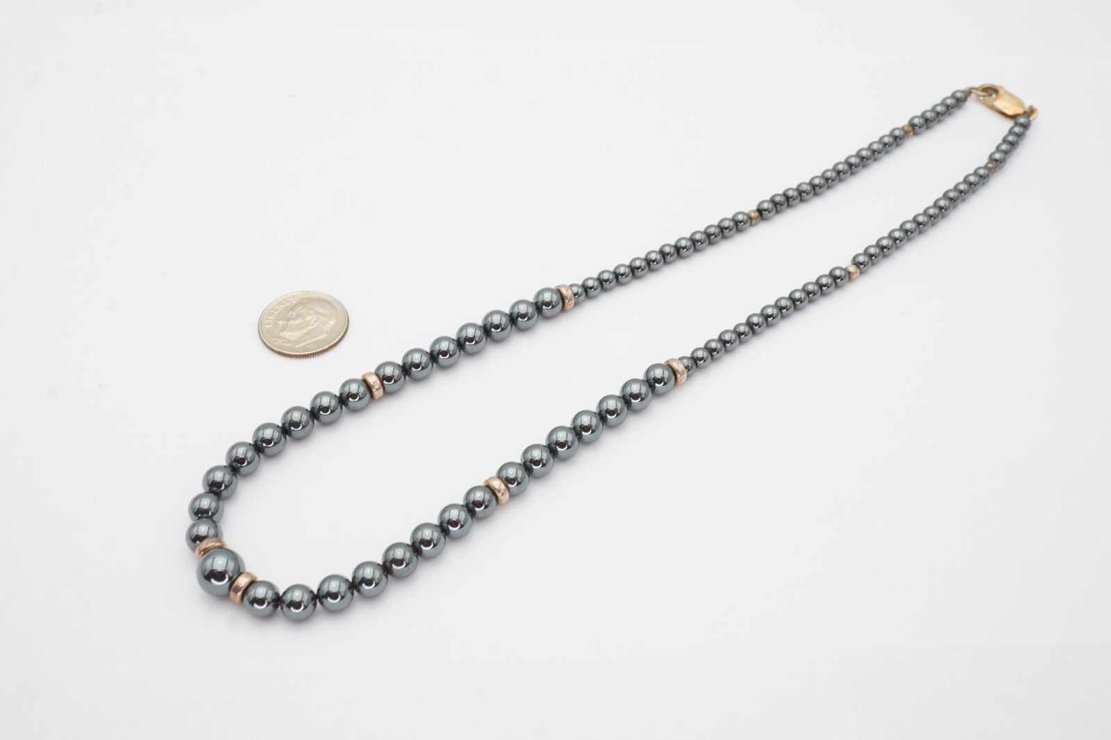 Vintage Sterling Silver 925 Hematite Necklace 18″