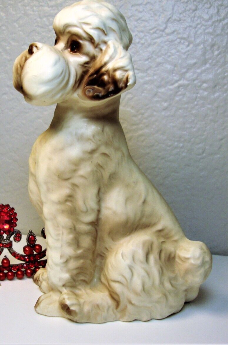Blue Enamel Cloisonne/Guilloche Goldtone Poodle Brooch & Poodle Statue-Figurine