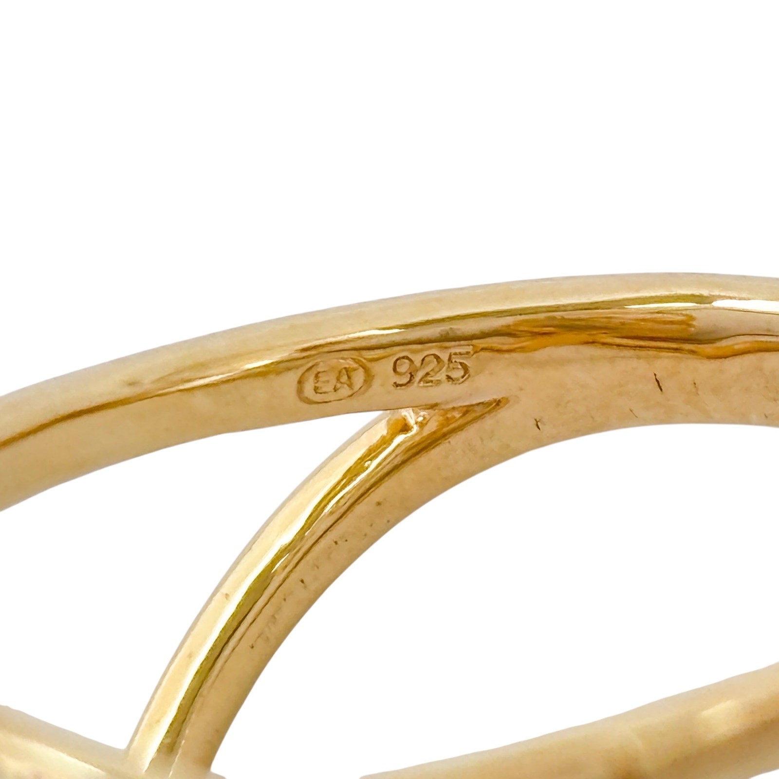Sterling Silver Gold Plated Double Heart Criss Cross Diamond Ring Size 10