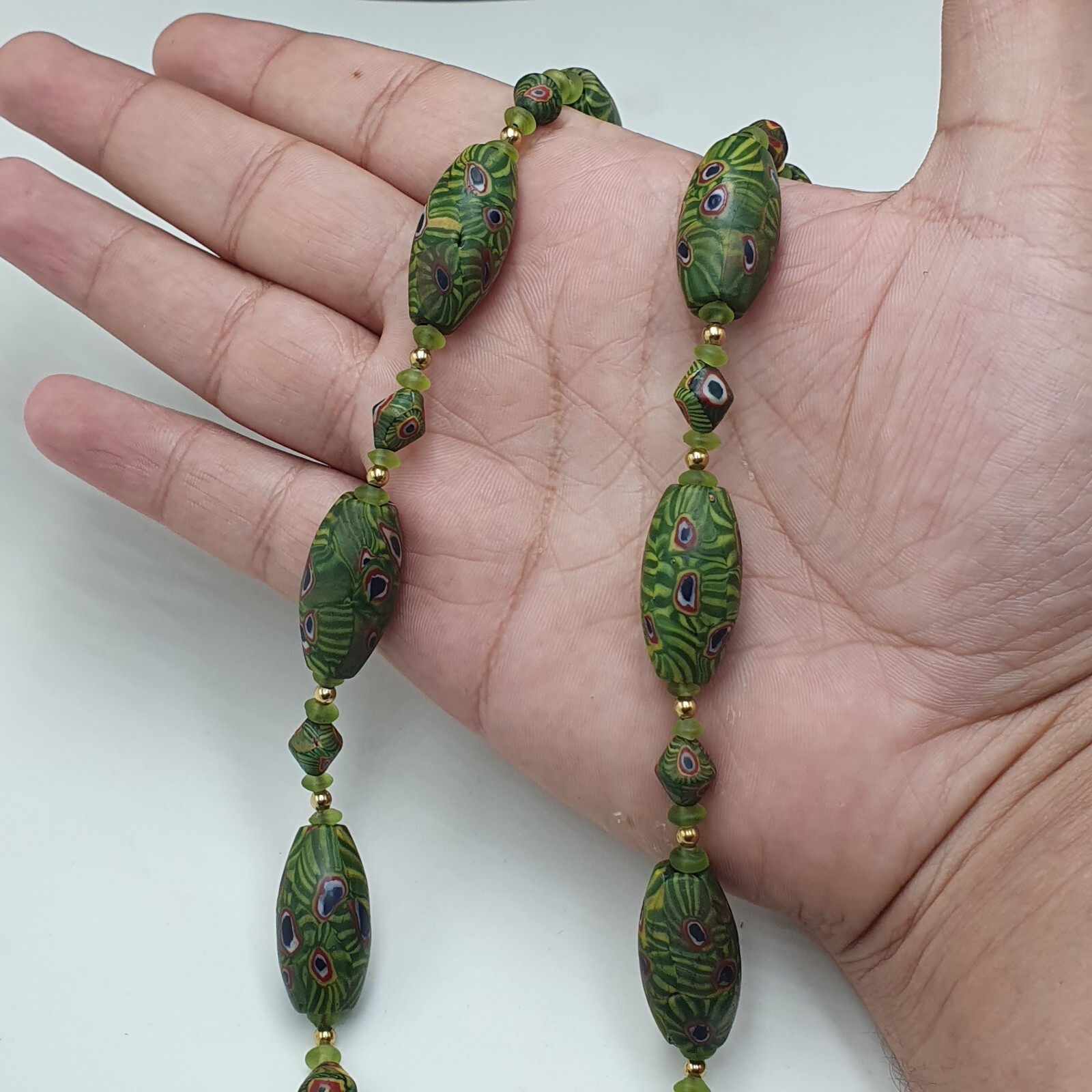 Vintage Venetian Style Amazing Gabri Eyes Glass Beaded Necklace
