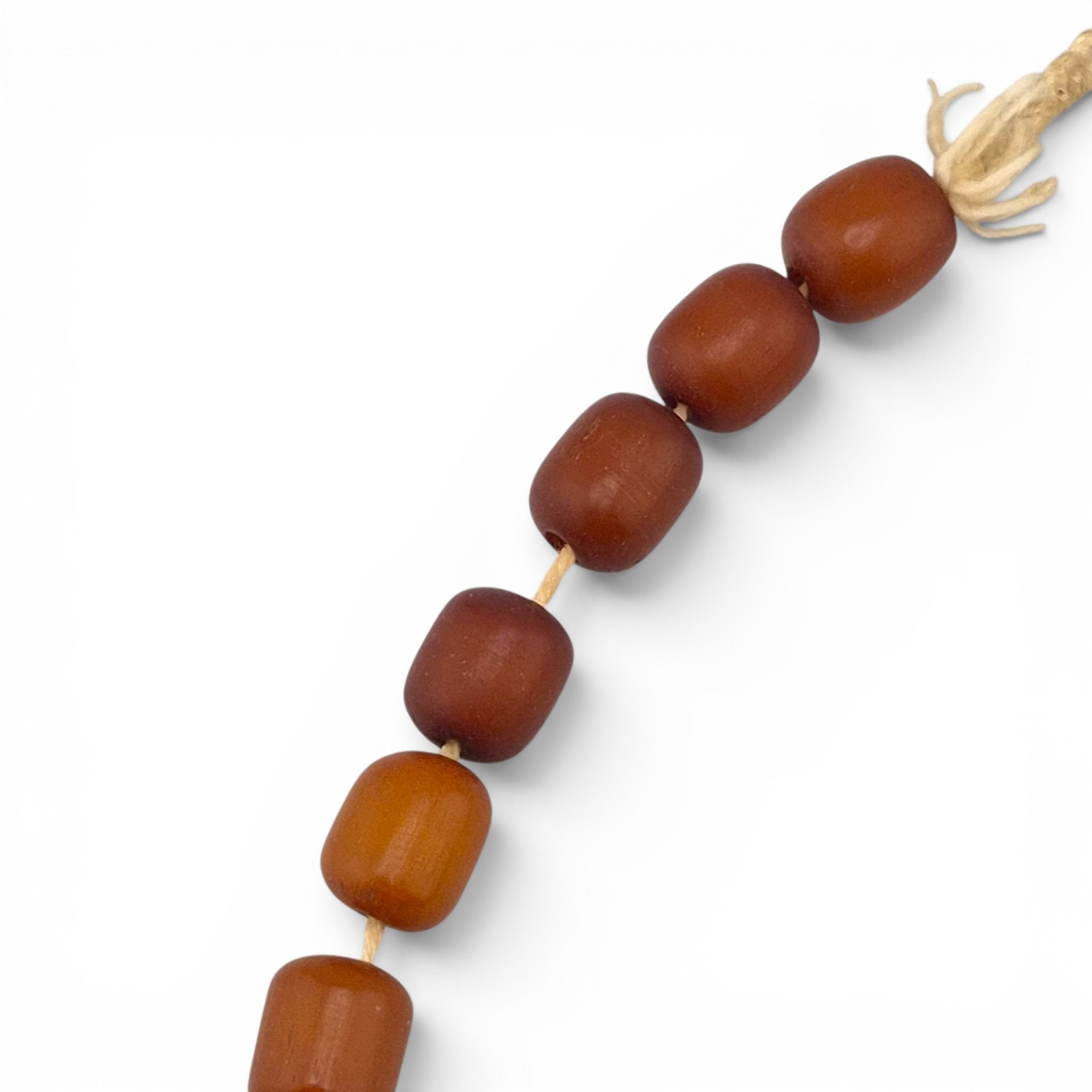 Vintage Natural Sumatran Amber Bead Necklace 49.83g Graduated Barrel Strand