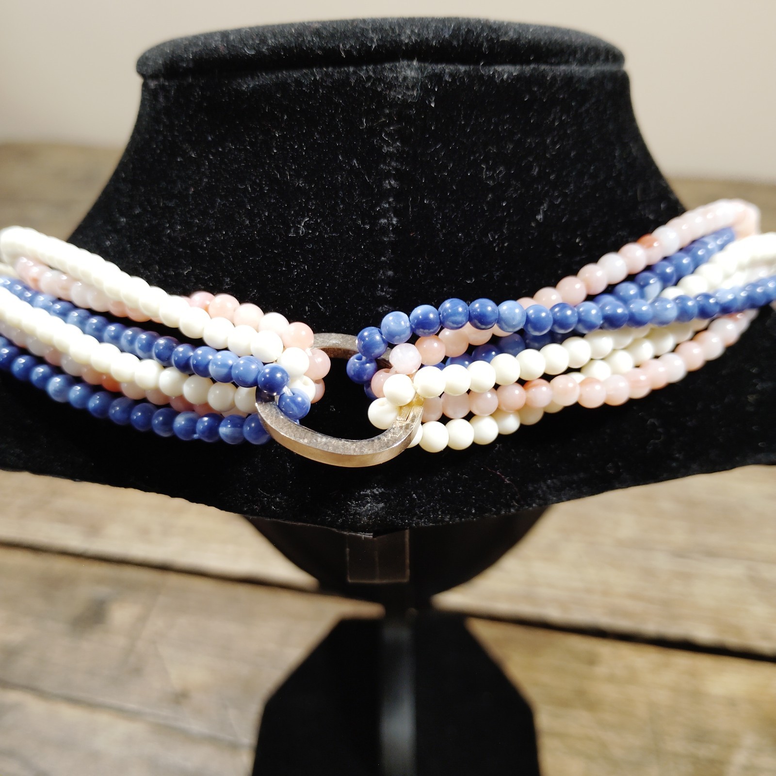 Vintage Twist A Bead Interchangeable Necklace w/ Clasp Pink White Blue