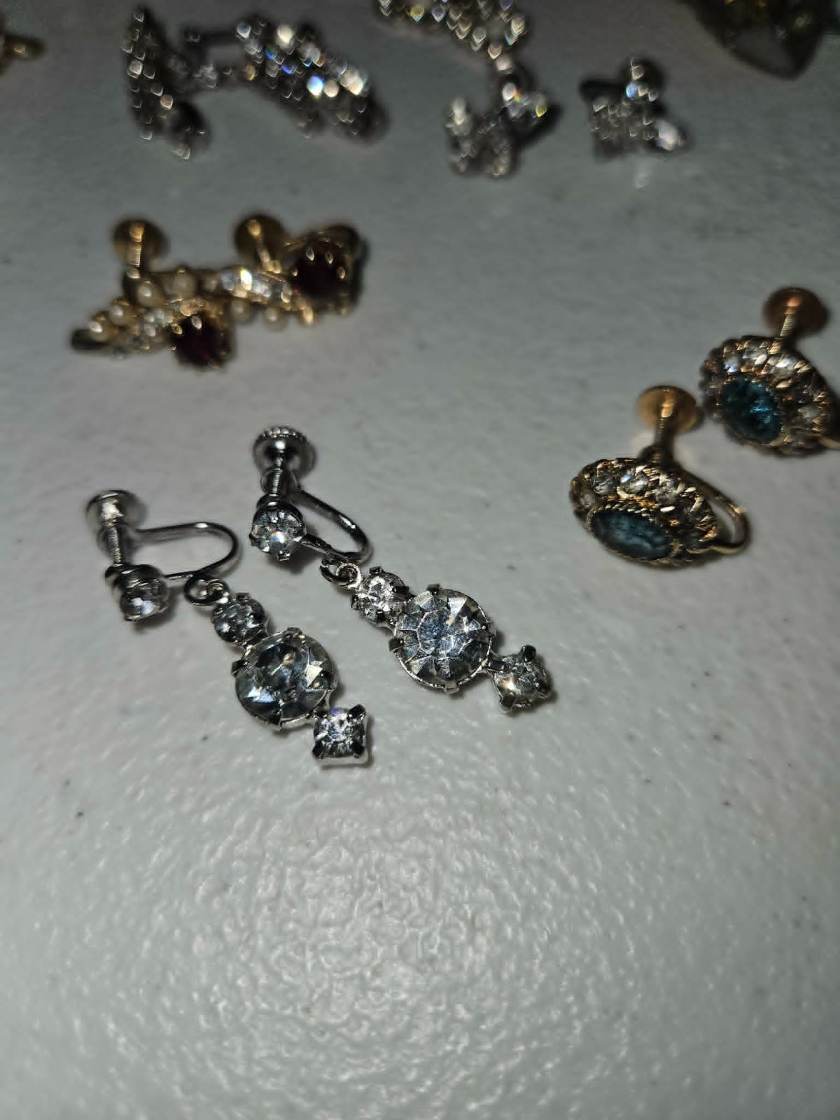 Vintage Antique Estate Earring Lot Japan Hong Kong Pearls Rhinestones