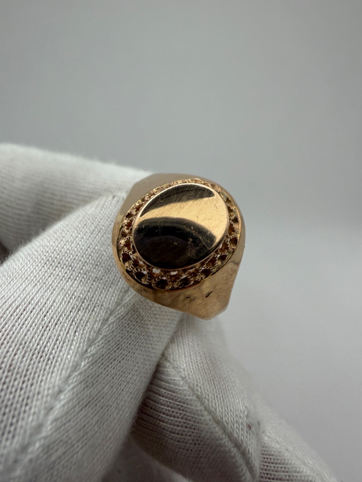 Vintage Soviet 14K Rose Gold Signet Ring 583 USSR Oval Ring Size 9.75 – 3.74g