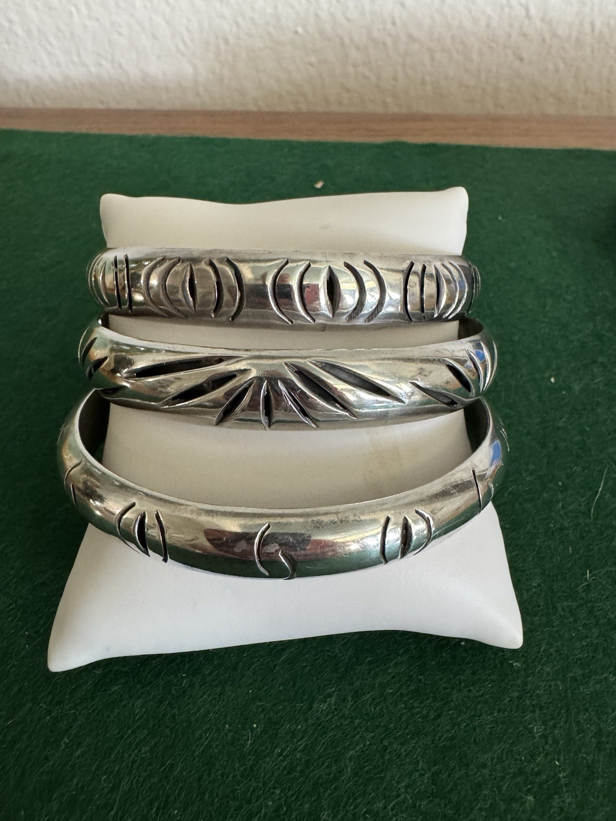 3-Vtg Taxco Silver 925 Stackable Bangle Bracelets Tr-102, TM-80, TM-80, 66 Gr