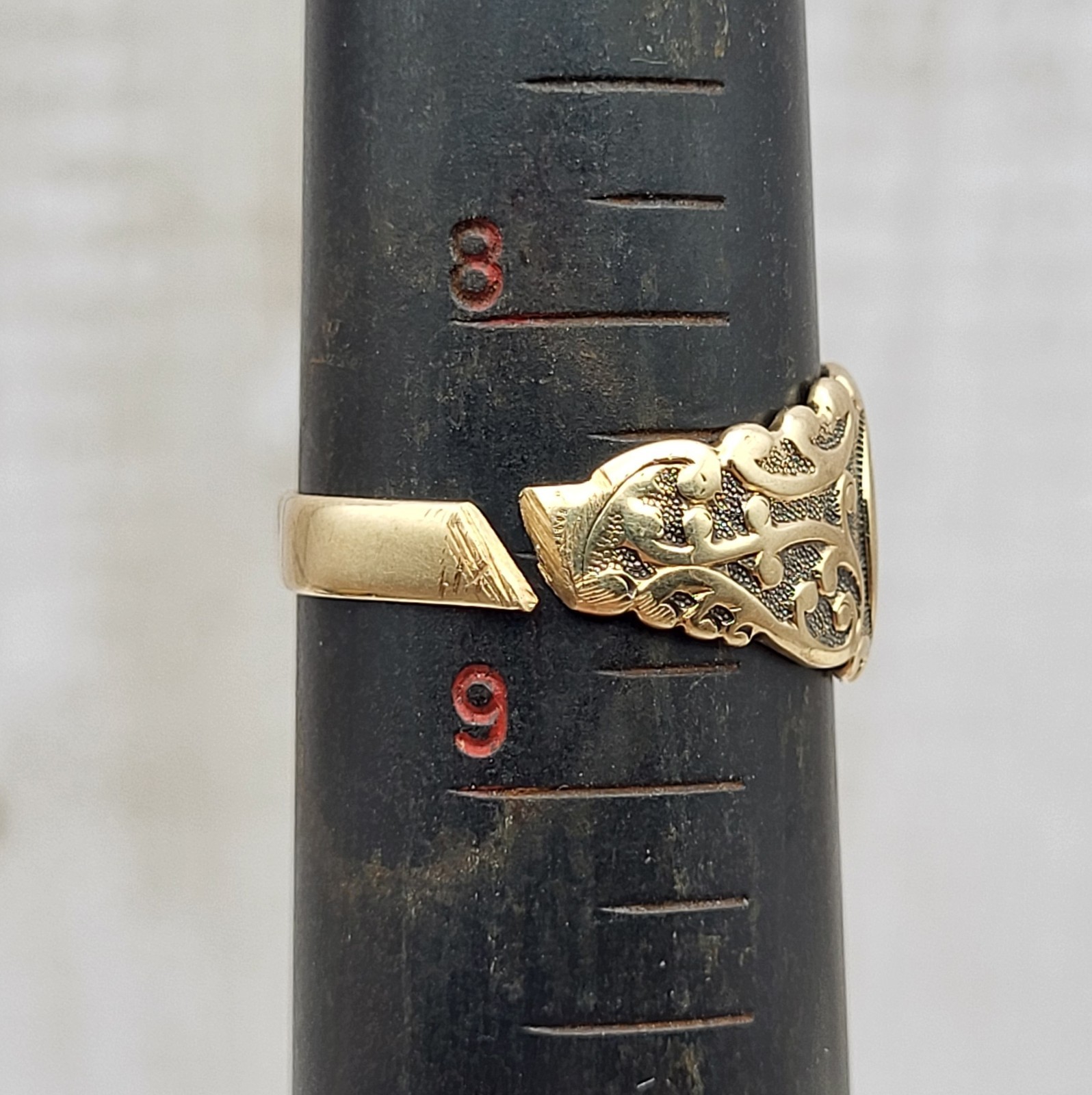 Antique 10K Yellow Gold Ornate Monogrammed Signet Ring Art Nouveau Signed