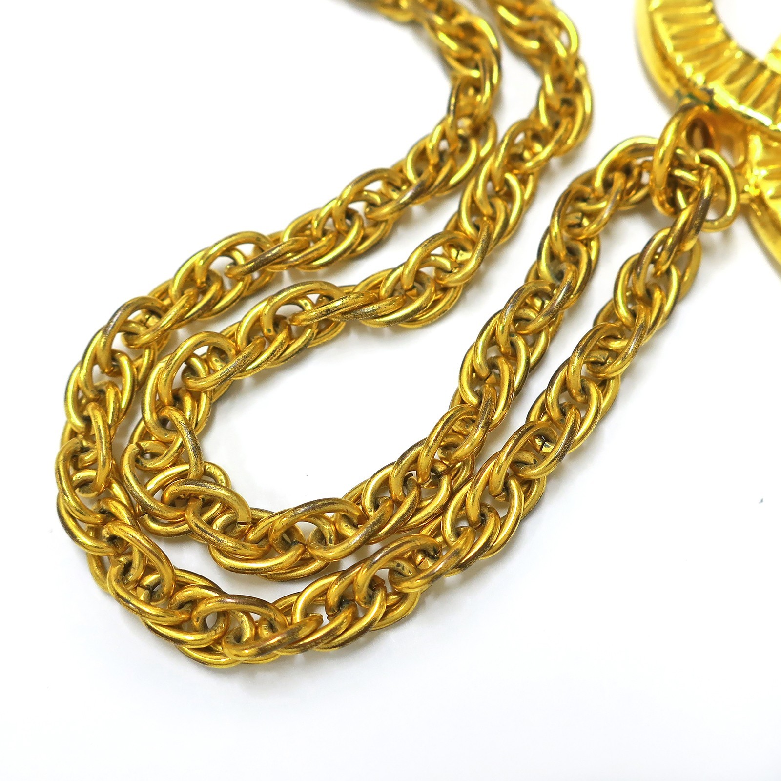 CHANEL Gold Plated CC Logos Charm Vintage Chain Necklace Pendant #1342c Rise-on