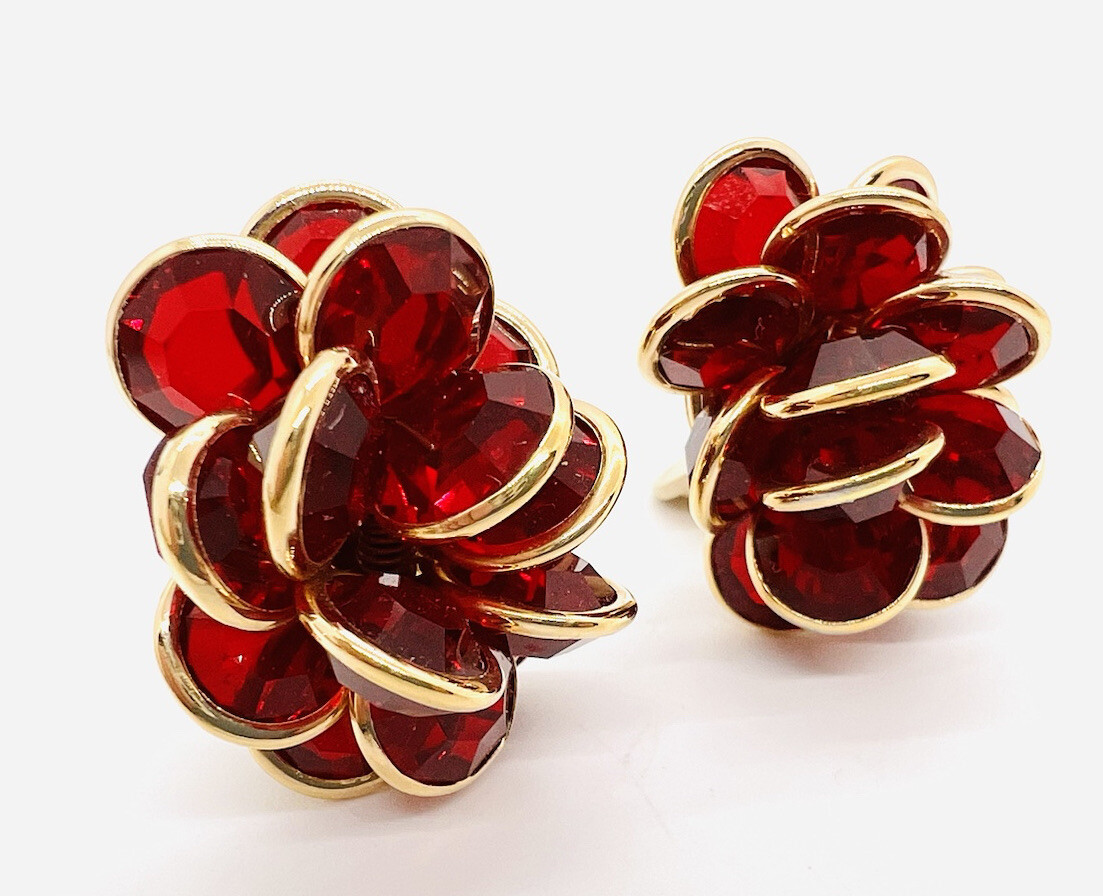 Large SWAROVSKI 3 Dimensional Bezel Set Crystal Earrings Signed Vintage Jewelry
