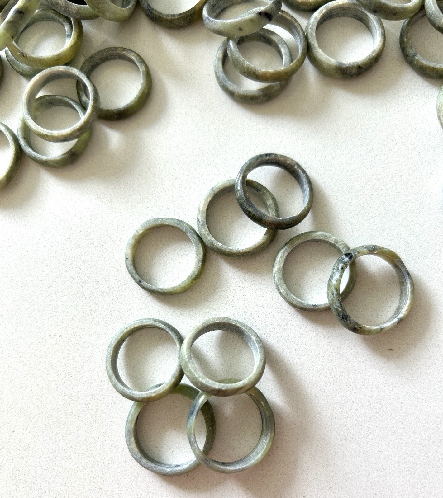 65pcs Vintage Natural Jade Rings Unpolished Assorted Sizes 6 – 8