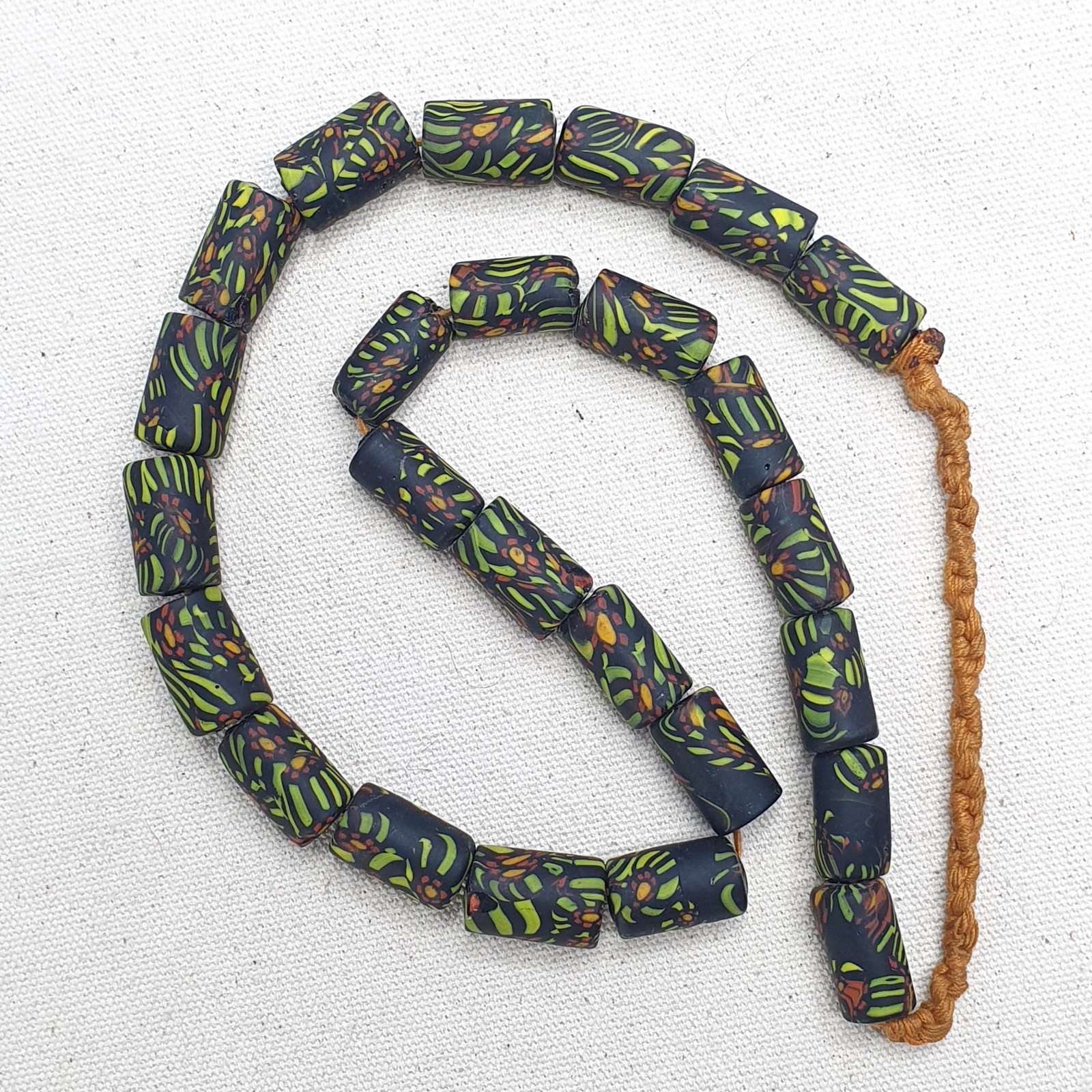 Vintage Gabri Eyes Style African Glass Beads Necklace Strand, Ethnic Tribal