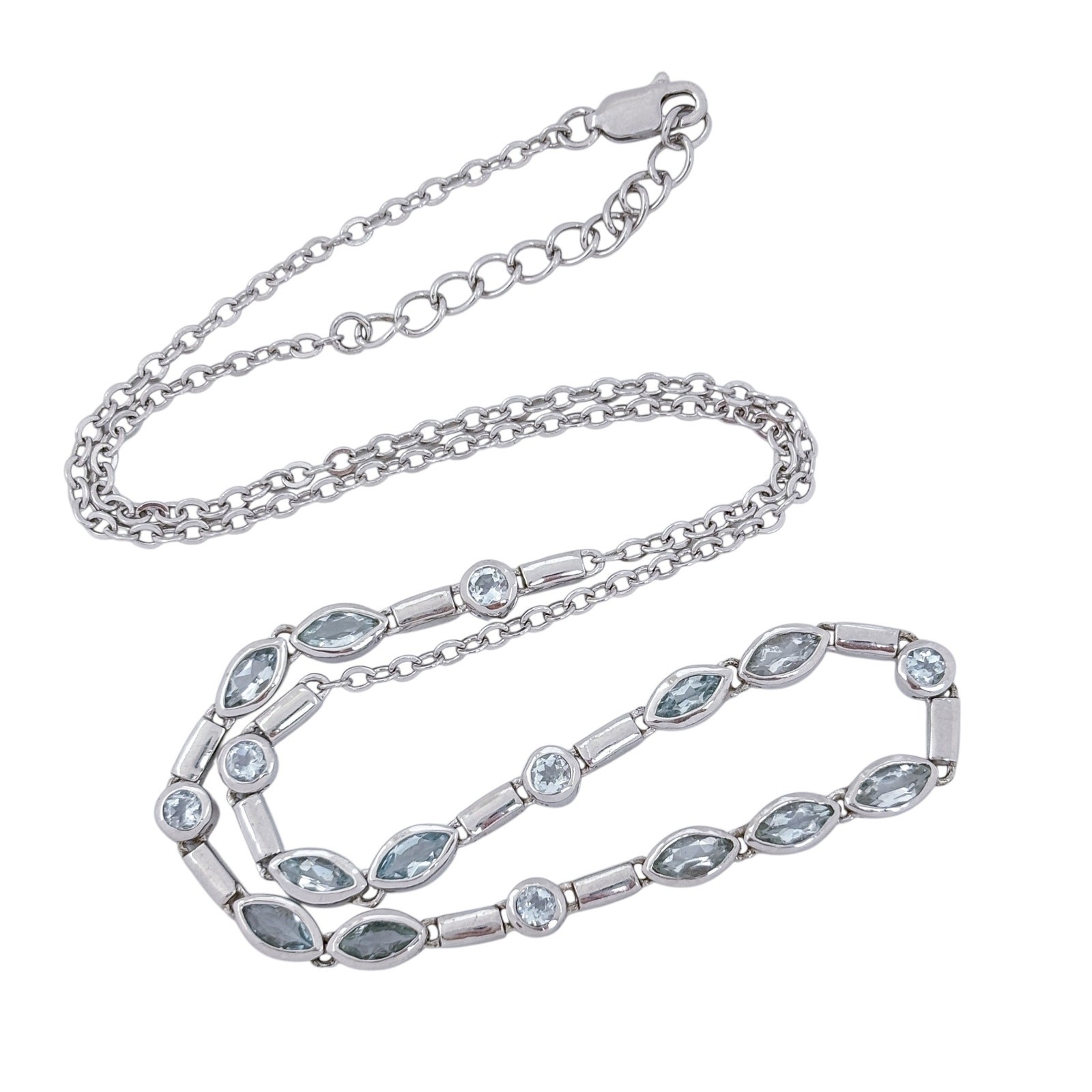 Vintage Sterling Silver 925 | Marquise Round Cubic Zirconia Necklace 18.5″-20″