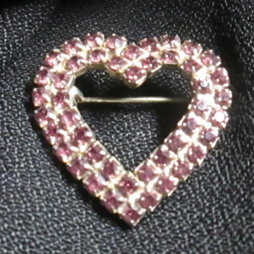 Vintage Costume Jewelry Approximately 50 Small Purple Prong Set Heart Pin